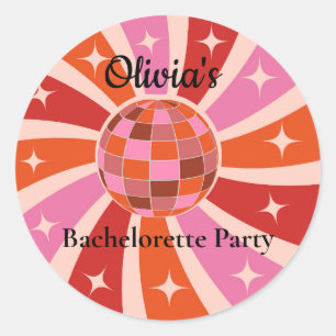 Custom Retro Disco ball Bachelorette party  Classic Round Sticker