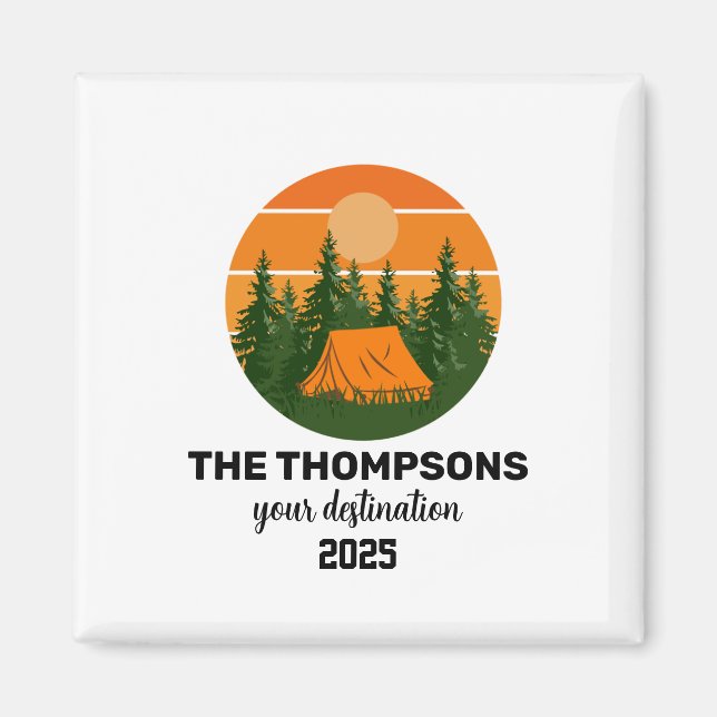 Custom retro family Mountain vacation Magnet (Front)