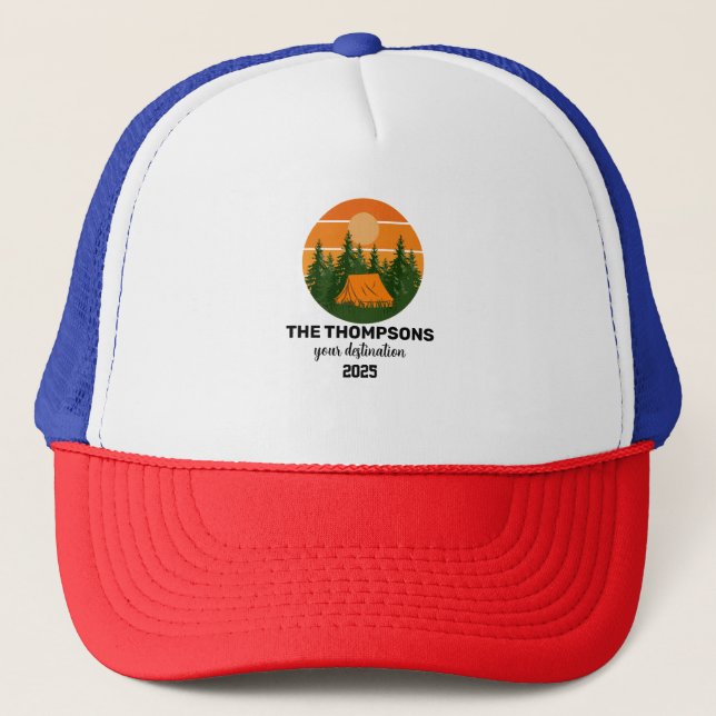 Custom retro family Mountain vacation Trucker Hat (Front)