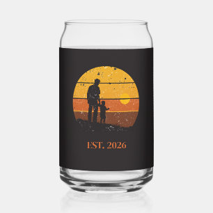 Custom Retro Father's Day Sunset Silhouette - Pers Can Glass