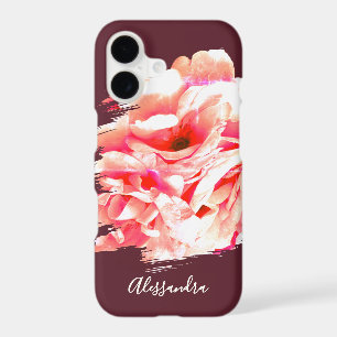Custom Retro Floral Burgundy Peach Pink Botanical 