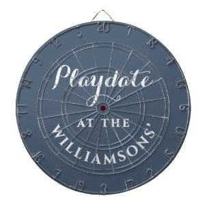 Custom Retro Funny Playdate Blue White Minimalist Dartboard