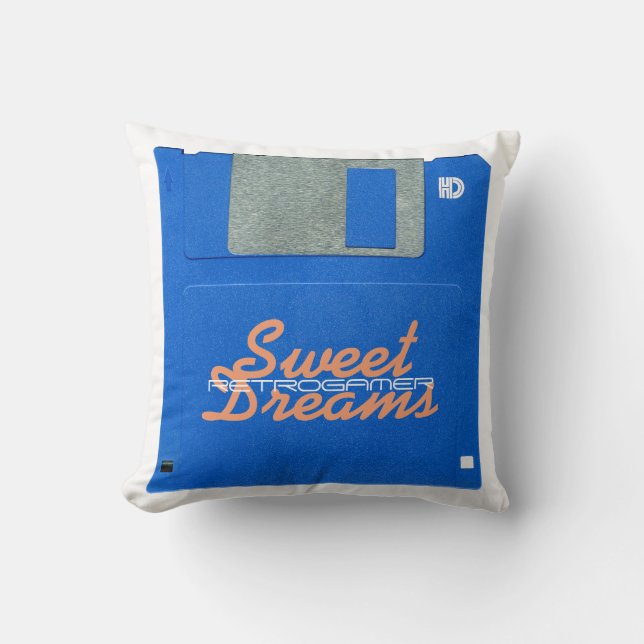 Custom Retro Gamer Floppy Disc 3.5 Sweet Dreams Cushion (Front)