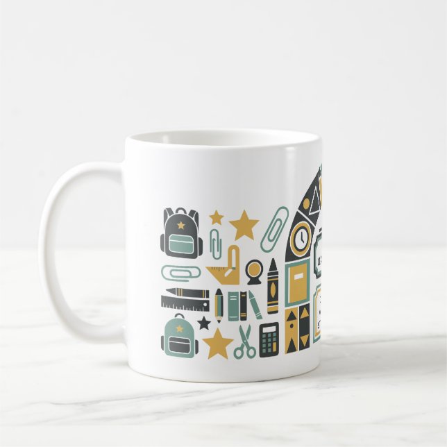 Custom Retro Geometric School Arch Graduation Coffee Mug (Left)