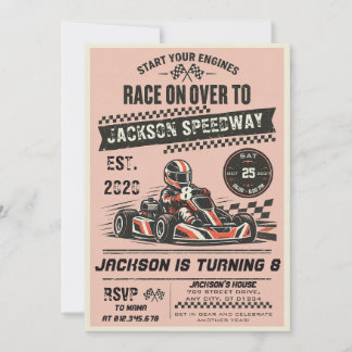Custom Retro Go Kart Birthday Party Invitation