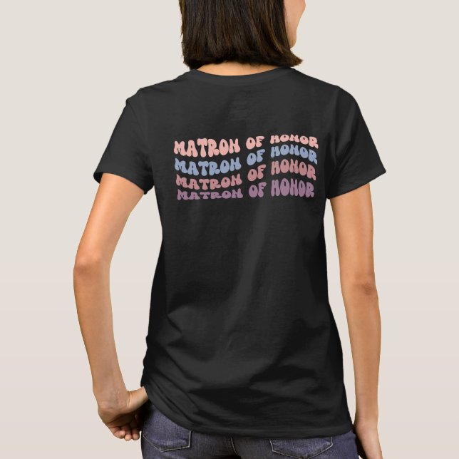 Custom Retro Groovy Back Print Wedding Party T-Shirt (Back)