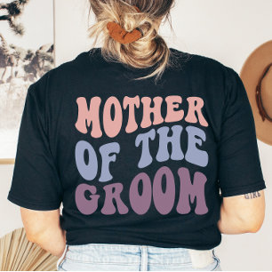 Custom Retro Groovy Groom Mother Wedding Party T-Shirt