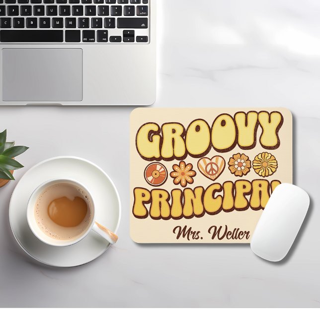Custom Retro "Groovy Principal" Wavy Vintage  Mouse Pad (Creator Uploaded)