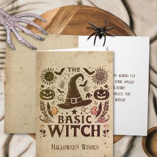 Custom Retro Halloween Cottagecore Witch Hat  Card