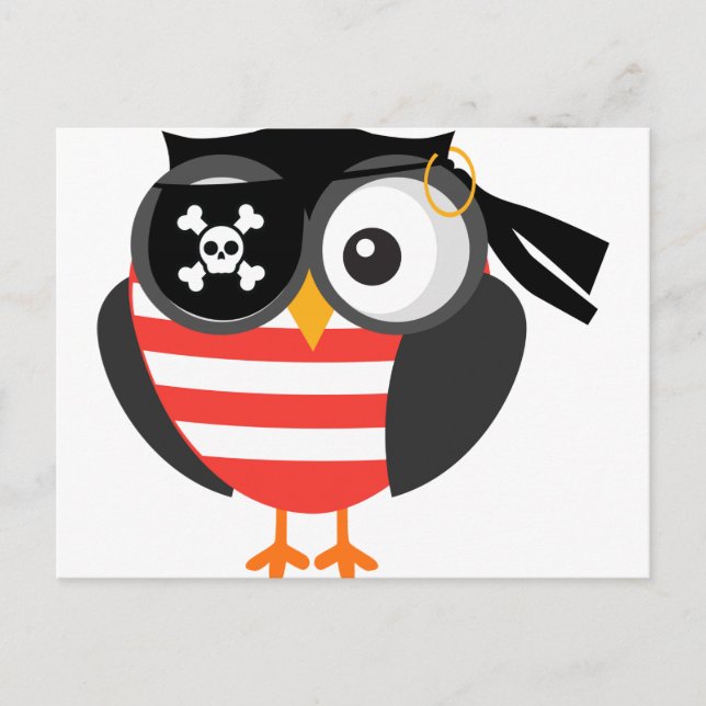 Custom Retro Halloween Pirate Owl Postcard (Front)