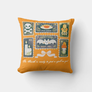 Custom Retro Halloween Spooky Season Pumpkin Stamp Cushion