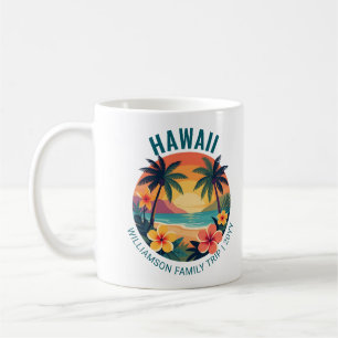 Custom Retro Hawaii Tropical Vacation Family Trip Coffee Mug
