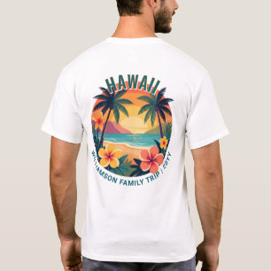Custom Retro Hawaii Tropical Vacation Family Trip T-Shirt