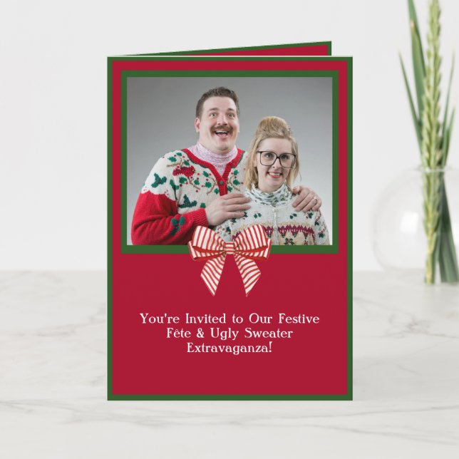 Custom Retro Holiday Ugly Sweater Party Invitation (Front)