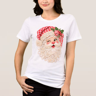 Custom Retro Lace Christmas Santa, Merry Christmas Tri-Blend Shirt