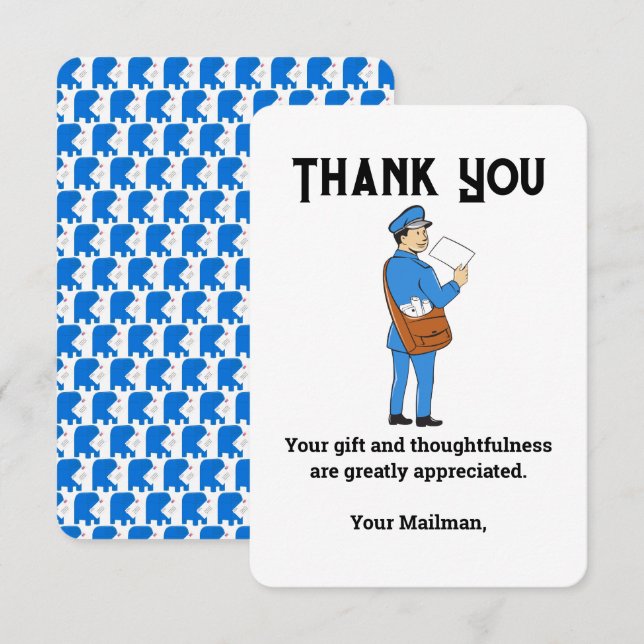 Custom Retro Mail Carrier  Thank You Card (Front/Back)