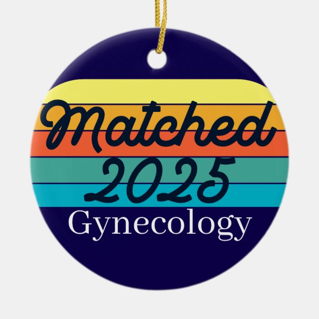Custom Retro Match Day 2025 Medical Residency  Ceramic Ornament (Front)