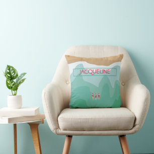 Custom Retro Minimalist Wild Swimming Ocean  Cushion