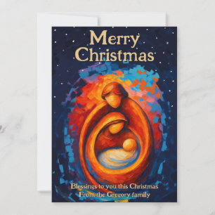Custom Retro Modern Christmas Nativity  Holiday Card