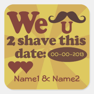 Custom Retro Moustache Save-The-Date stickers
