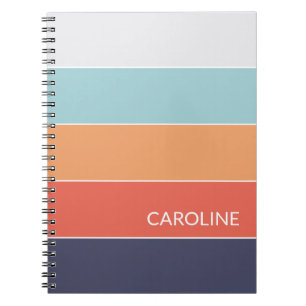 Custom Retro Multi Colour Block Stripes Art Patter Notebook