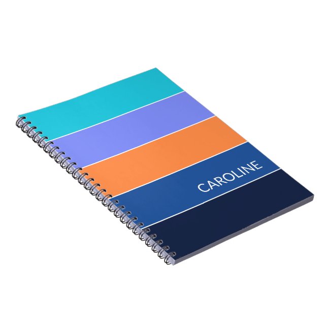 Custom Retro Multi Colour Block Stripes Art Patter Notebook (Right Side)