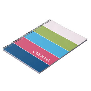 Custom Retro Multi Colour Block Stripes Art Patter Notebook