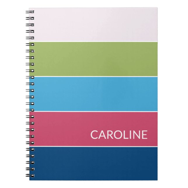 Custom Retro Multi Colour Block Stripes Art Patter Notebook (Front)