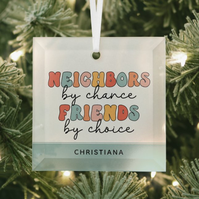 Custom Retro Neighbours by Chance Friends by Choic Glass Tree Decoration (Insitu)