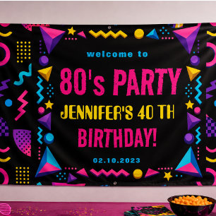 Custom Retro Neon 80’s Birthday Adult Banner