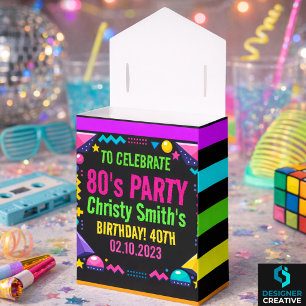 Custom Retro Neon 80’s Birthday Party Favour Box