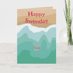 Custom Retro Open Water Swimming Birthday  Card