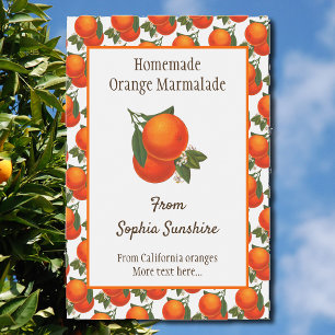 Custom Retro Oranges Pattern Food Labels