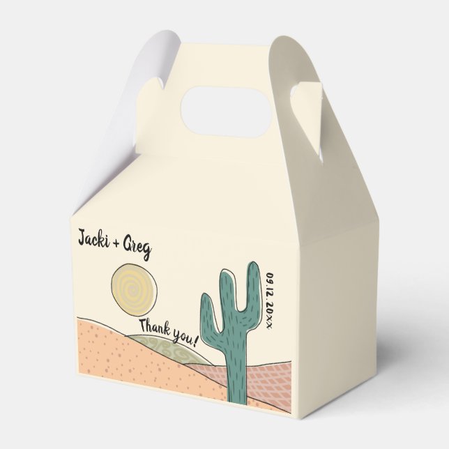 Custom Retro Pastel Desert Cactus Wedding  Favour Box (Front Side)