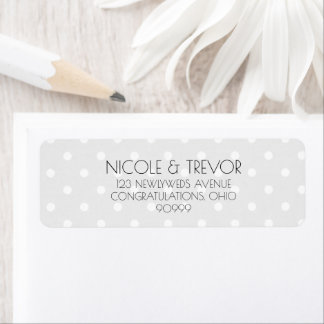 Custom Retro Polkadots Grey Return Address Label