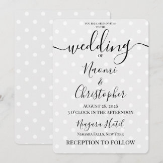 Custom Retro Polkadots Grey Wedding Invitation