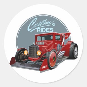 Custom retro race car concept classic round sticker
