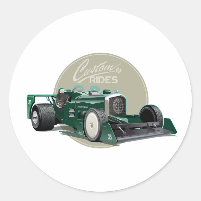 Custom retro race car concept classic round sticker (Front)