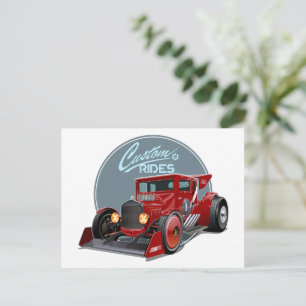 Custom retro race car concept holiday postcard
