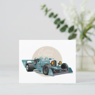 Custom retro race car concept holiday postcard