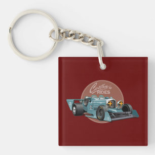 Custom retro race car concept key ring