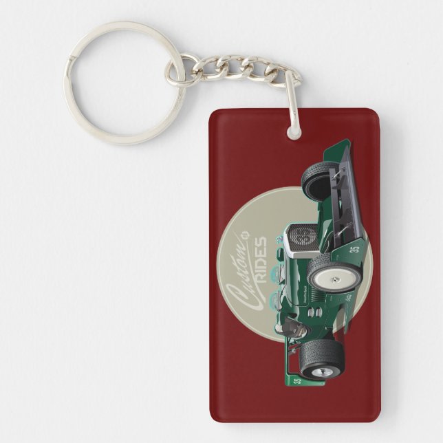 Custom retro race car concept key ring (Front)