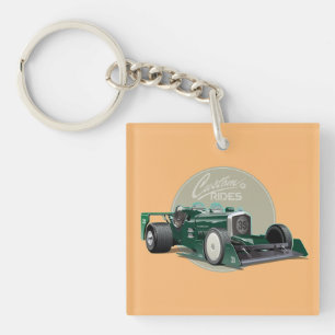 Custom retro race car concept key ring