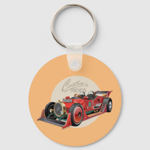 Custom retro race car concept key ring