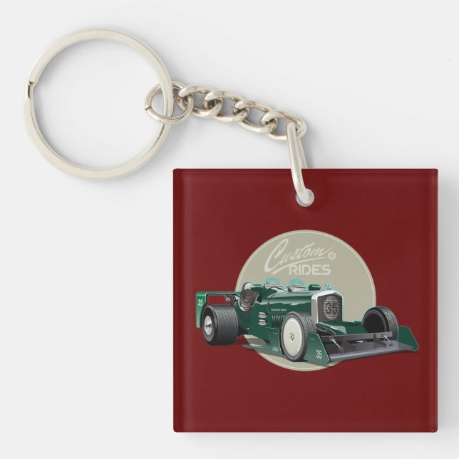 Custom retro race car concept key ring (Front)