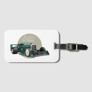 Custom retro race car concept luggage tag