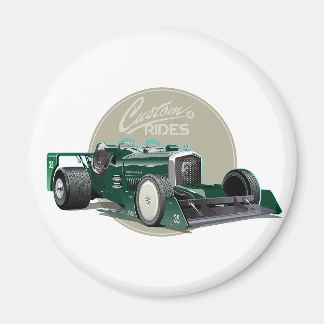Custom retro race car concept magnet (Front)