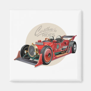 Custom retro race car concept magnet