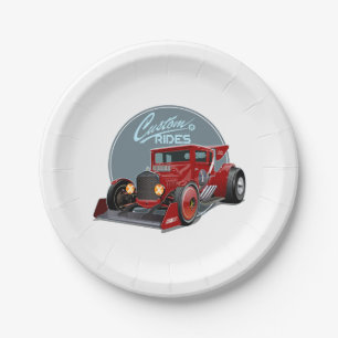 Custom retro race car concept paper plate