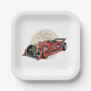 Custom retro race car concept paper plate